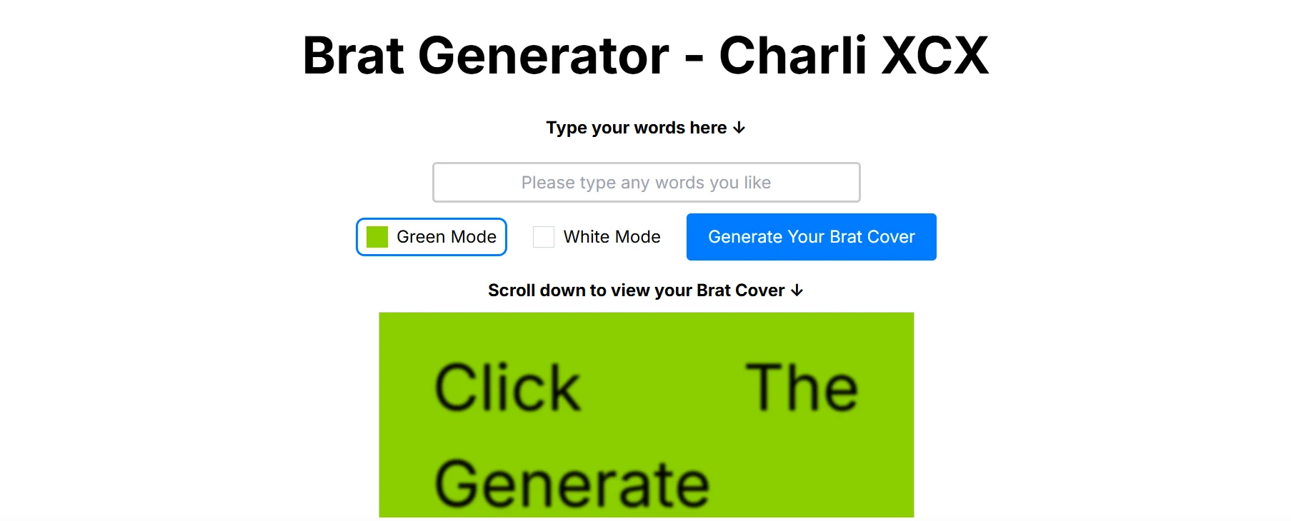 BRAT Generator: Free Charli XCX Album Cover Maker - AIListingTool